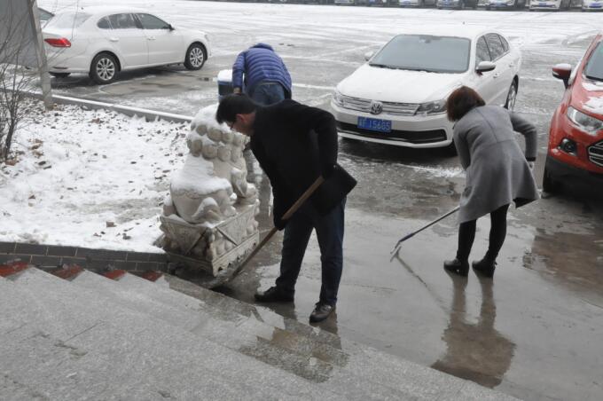 瑞雪披银装，师生扫雪忙